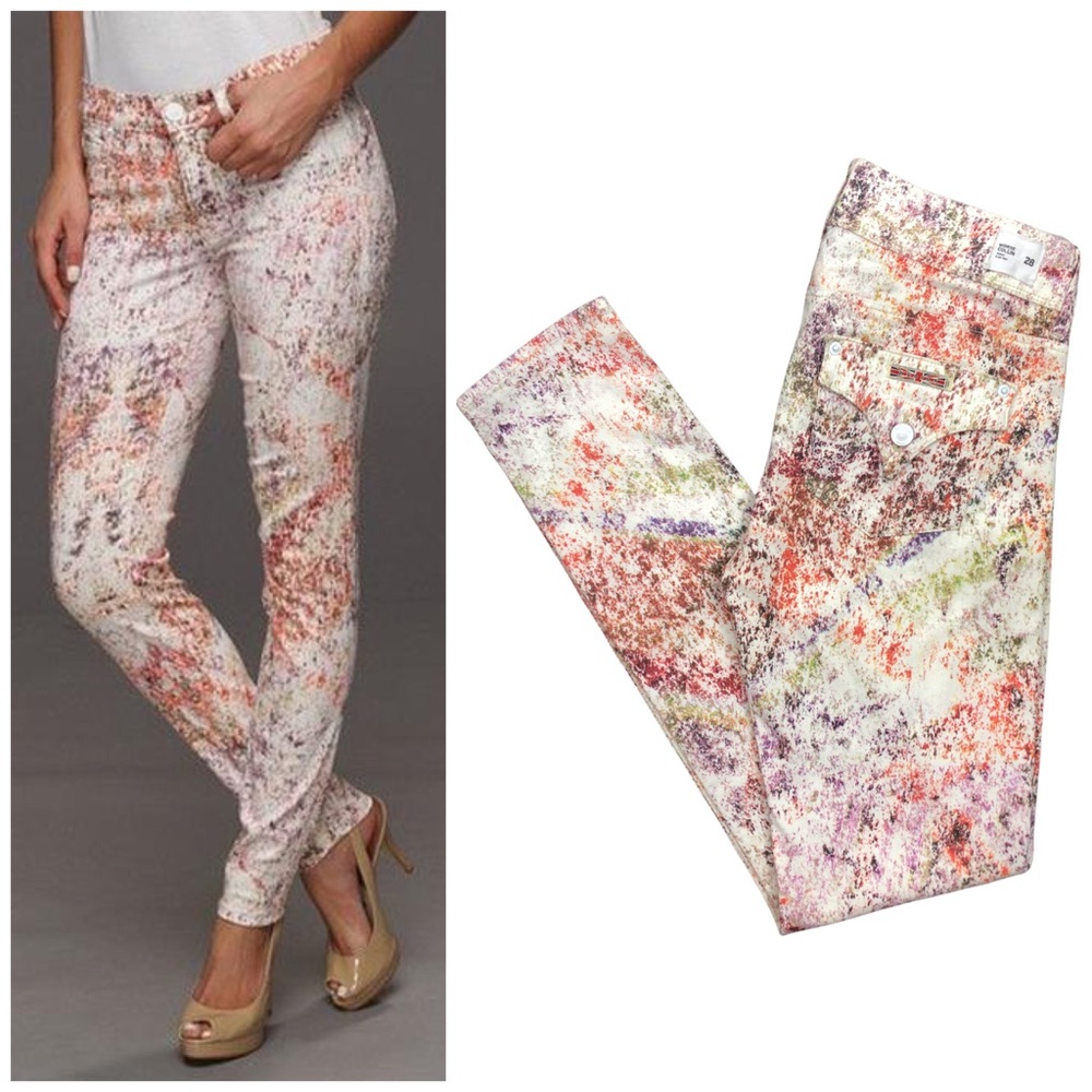 🆕 Hudson Collin Midrise Floral Invasion Skinny Jeans w/ Stretch Women's Size 28